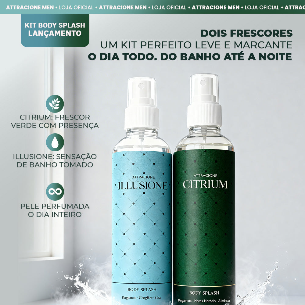Kit Body Splash Citrium + Illusione 200ml - Fragrâncias Cítricas Refrescantes, Leves e Ideais para o Dia a Dia