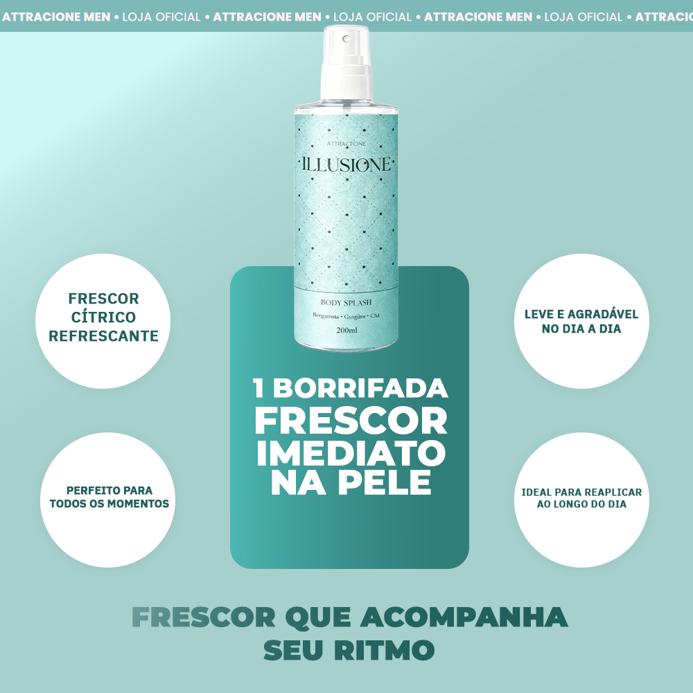 Body Splash Illusione 200ml - Frescor Cítrico Refrescante, Leve e Ideal para o Dia a Dia