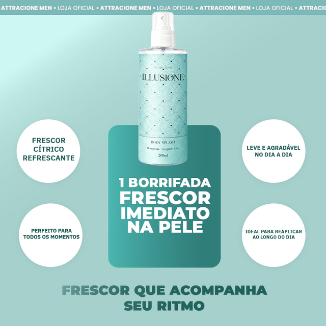Body Splash Illusione 200ml - Frescor Cítrico Refrescante, Leve e Ideal para o Dia a Dia