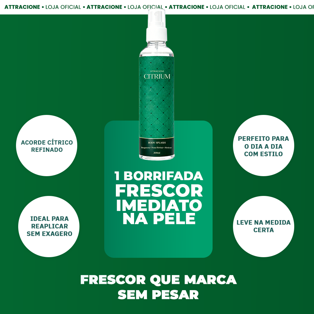 Body Splash Citrium 200ml - Fragrância Cítrica Refrescante, Leve e Ideal para o Dia a Dia