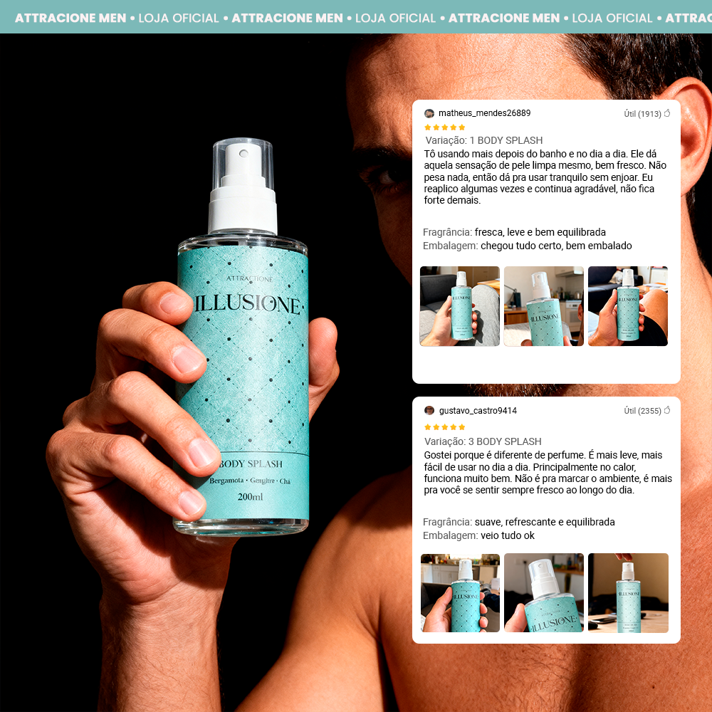 Body Splash Illusione 200ml - Frescor Cítrico Refrescante, Leve e Ideal para o Dia a Dia