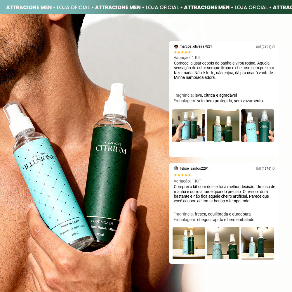 Kit Body Splash Citrium + Illusione 200ml - Fragrâncias Cítricas Refrescantes, Leves e Ideais para o Dia a Dia