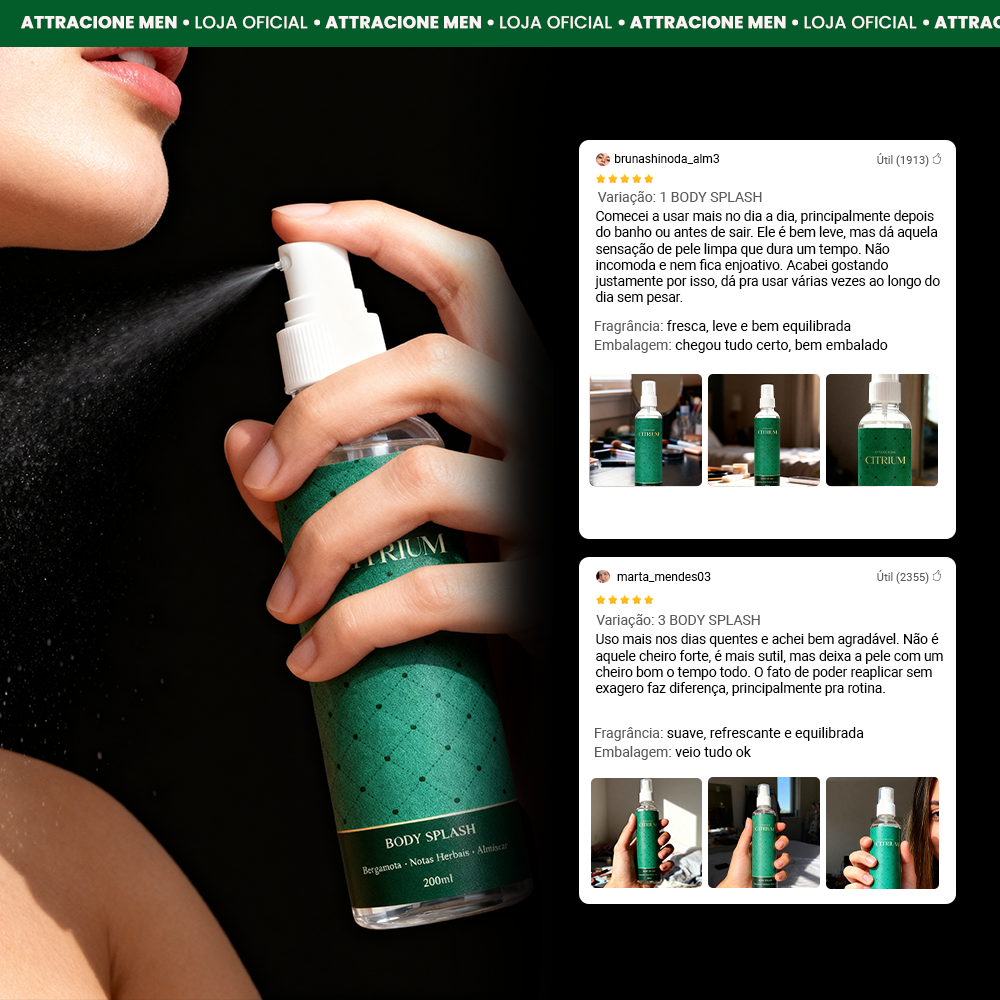 Body Splash Citrium 200ml - Fragrância Cítrica Refrescante, Leve e Ideal para o Dia a Dia
