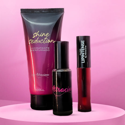 Kit: Perfume Attracione + Gloss Lip Intense + Hidratante Shine Seduction